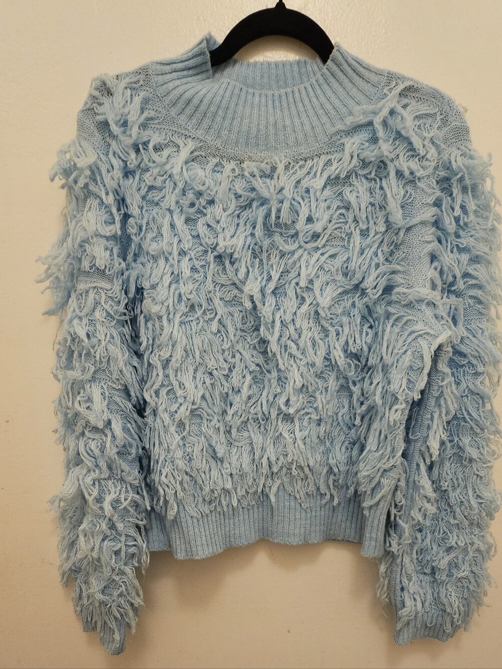 INC International Concepts Pale Blue Shaggy Turtleneck Sweater